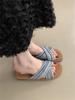 Bohemian Flat-bottomed Woven Cross-strapped Slippers for Women's Summer Wear 2025 New Design Niche Cool Slippers for Women