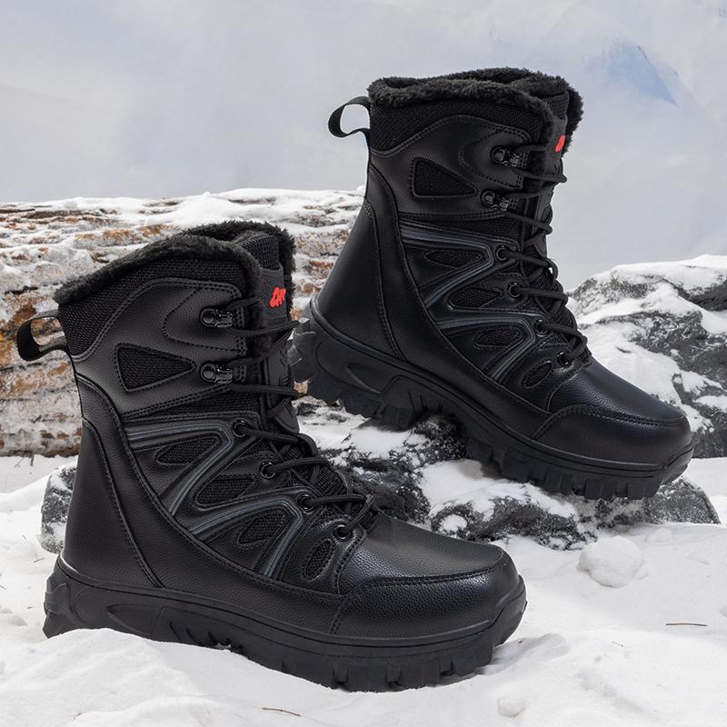 Mens High-top Winter Boots Retro Combat Boots Outdoor Boots Wear-resistant Snow Boots