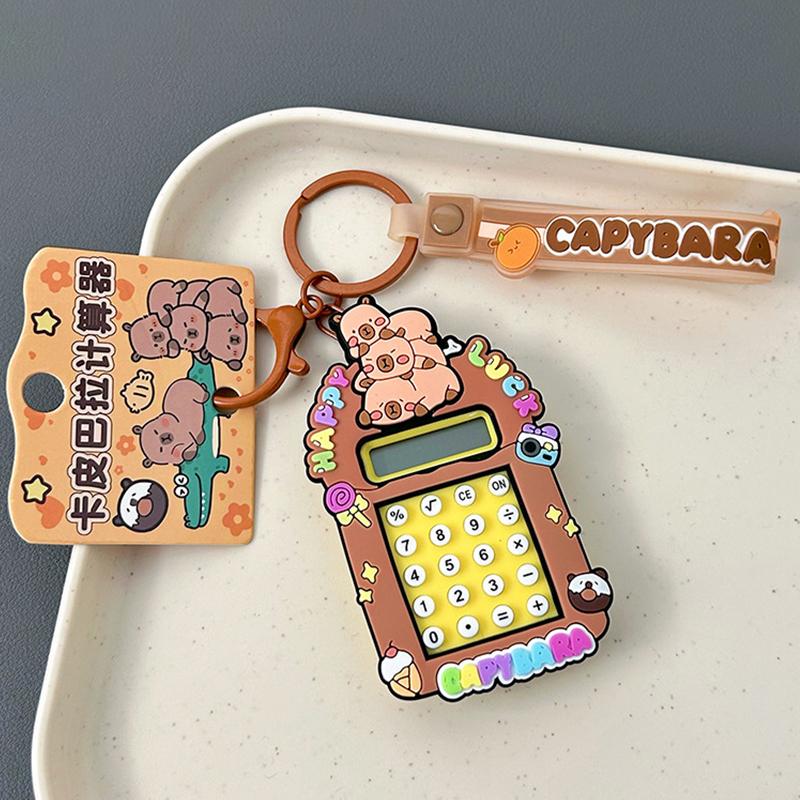 

Funny Cartoon Capybara Calculator Keychain Kawaii Cute School Bag Pendant Creative Backpack Decoration Accessories Gifts as the picture