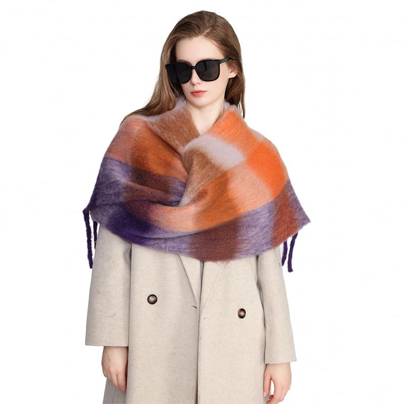 

Rainbow Colors Plaid Fashion Designer Women Winter Scarf Luxury Brand Thicken Warm Tassle Neckerchief Shawls Cashmere Pashmina 37x200cm