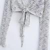 Women's Sexy Zebra Print Long Sleeve V Neck Tie Long Sleeve Shirt
