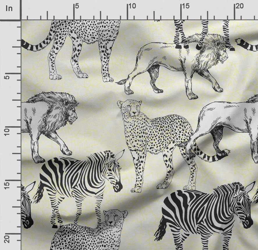 Soimoi Animals Print, Bavlna Cambric, Prošívací tkanina prodávaná The Yard 42 palců široká, bavlněná tkanina střední gramáže, Šicí potřeby,