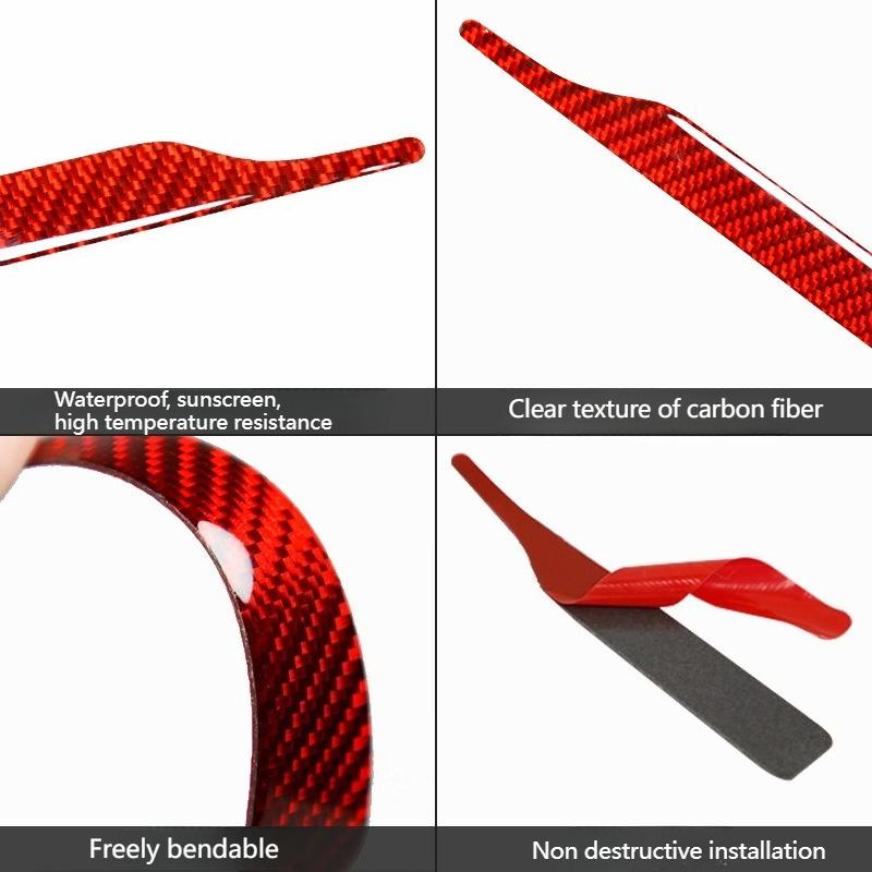 2pcs Rearview Mirror Anti-collision Strip Carbon Fibre Anti-scratch Strip Car Sticker Decoration Reflective Strip Auto Parts