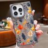 Frosted Square Transparent Phone Case for iPhone 16 Pro 15 14 Plus 13 12 Pro Max 11 Tree Leaves Floral Pattern Tpu Soft Shockproof Slim Cover