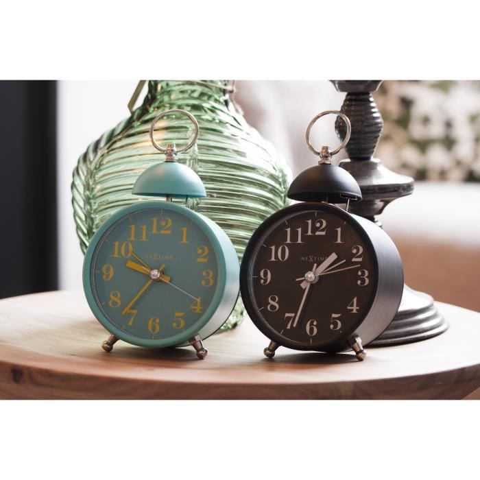 Ceas de masă - NeXtime - Sonerie simplă - Ø 16 cm - Metal - Turcoaz - Alarmă puternică