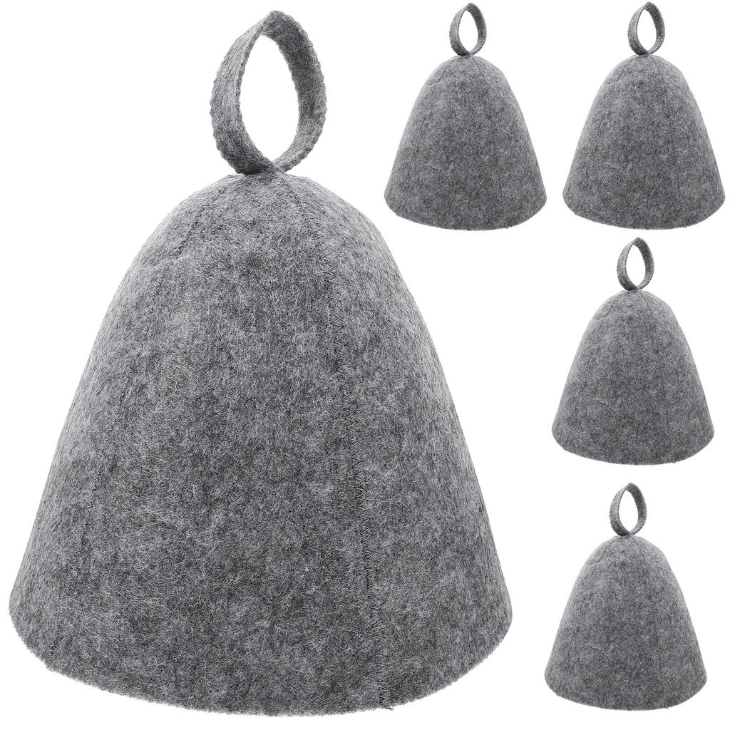 5Pcs Soft Wool Sauna Hat Supple Lightweight Sauna Hat for Spa Bathing Steaming Heat Protection Comfortable Household Bath
