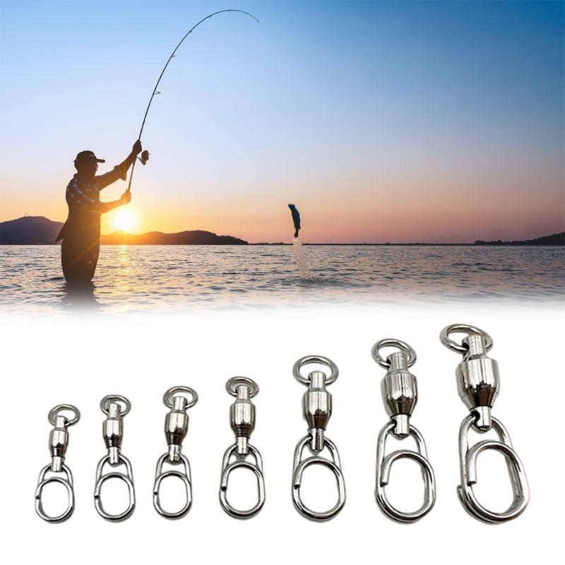 50Pcs Fishing Line Hook Connectors Round Bearing Swivels Fishing Snap Fishing Swivels Fishing Swivels with Locking Snap