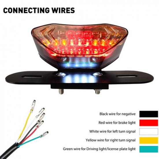 Motorcycle LED Turn Signals Brake Light License Plate Integrated Tail Lights EOA