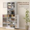 Kitchen Microwave Cart with Open Shelves and Cabinet with Spice Rack, 60x35x169 cm, White