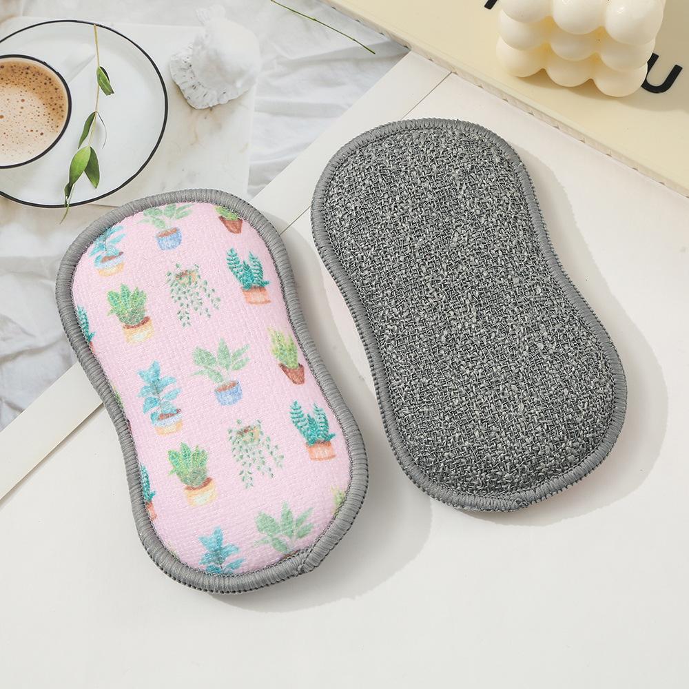 Kitchen Dishwashing Sponge Wipe Double-Sided Printing Dishwashing Sponge Block Kitchen Cleaning Tool Brush Dish Brush Pot Sponge Brush