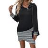 Yiyi Patchwork Mid-Length Zipper Hoodie Dress - Autumn 2025 Casual Irregular Style