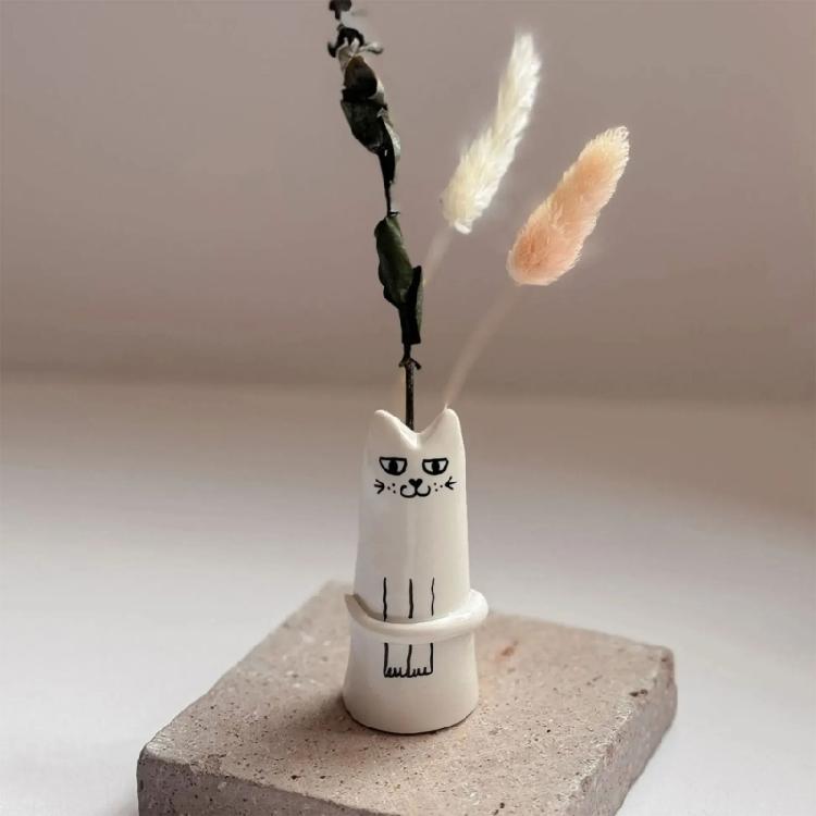 Elegante Katzenvase Blumenvase zur Ausstellung Blumentöpfe Katzenmotiv Vasendekorationen
