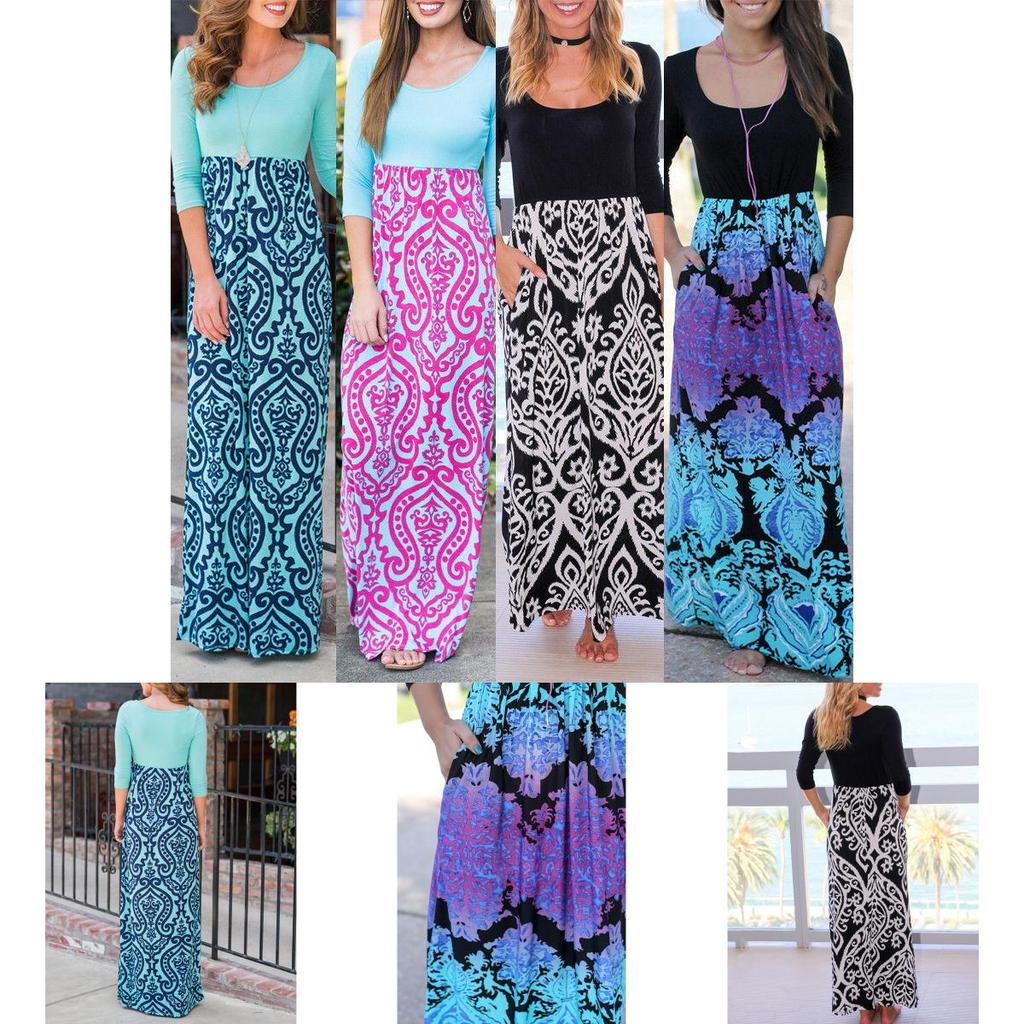 Premium Quality Boho Long Maxi Dress Featuring Floral Vintage Design For Summer