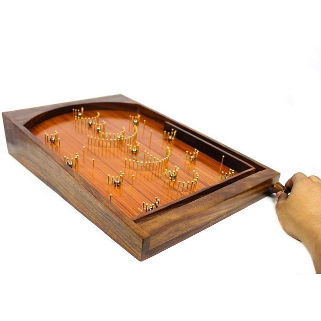 Bagatelle Traditional Wooden Crafted Tabletop Pinball Game | Exclusive Kid's Toys Decor & Gifts (Set of 2)