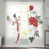 Durchsichtige Fenstervorhänge mit Pfingstrosen und Vögeln für Wohnzimmer, Schlafzimmer, moderne Voile-Tüll-Vorhänge, Stoffvorhänge für die Küche