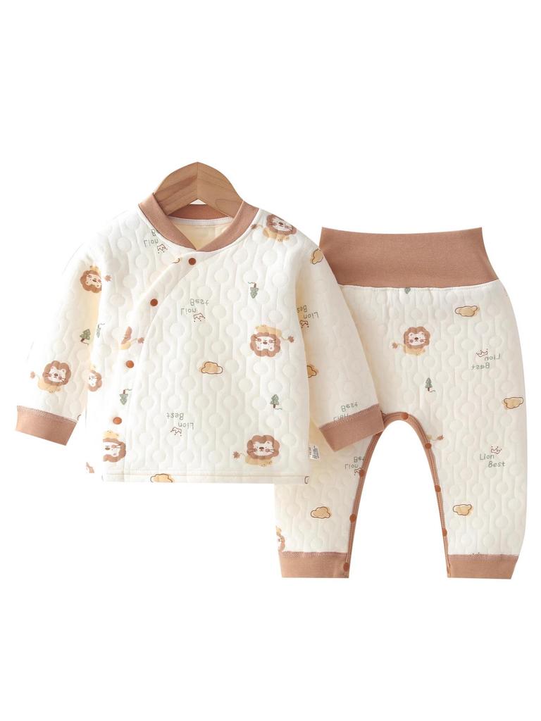 Neugeborenen Gesteppte Baumwolle Hohe Taille Warmes Unterwäsche-Set für Herbst/Winter