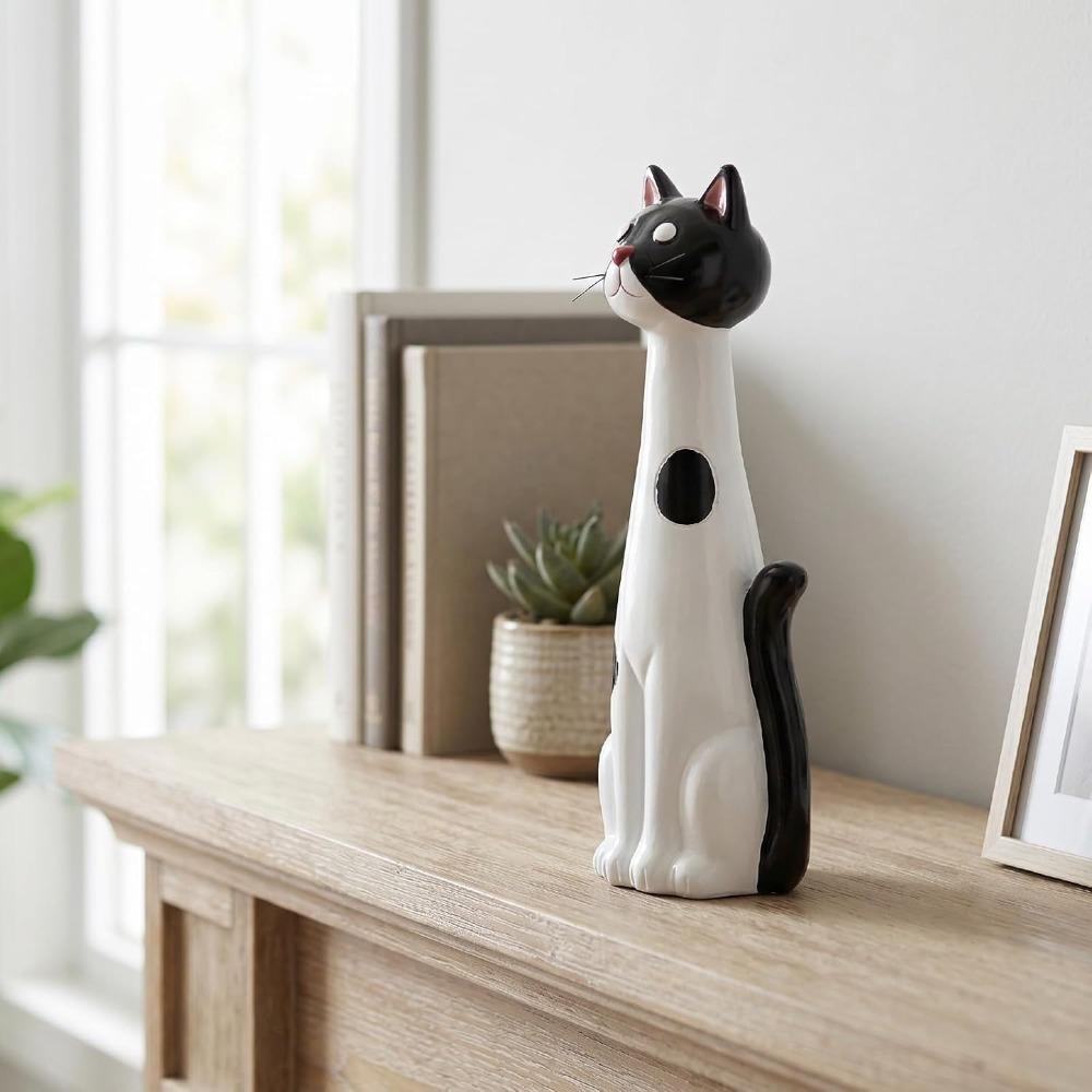 Resin Cat Vase Planter White Color Resin Cat Vase Boho Desktop Flower Pot For Cat Lovers