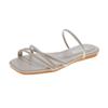 [link Bleu] Women's Square Toe Flat Sandals with Thin Straps, Lightweight, Comfortable for Summer, Stylish, Casual, and Flat (White, Size 23.5cm)