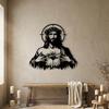 Black Metal Sacred Heart Wall Art, Catholic Jesus Sign, Christian Religious Home Decor, Spiritual Gift for Believers