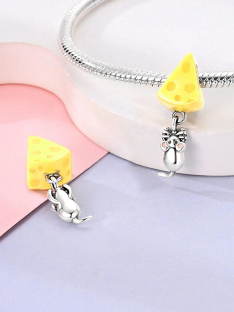 Charms Plata Copper Colors Cheese Mouse Beads Charm Pendant For Original Bracelet For Women Diy Jewelry Love Gift