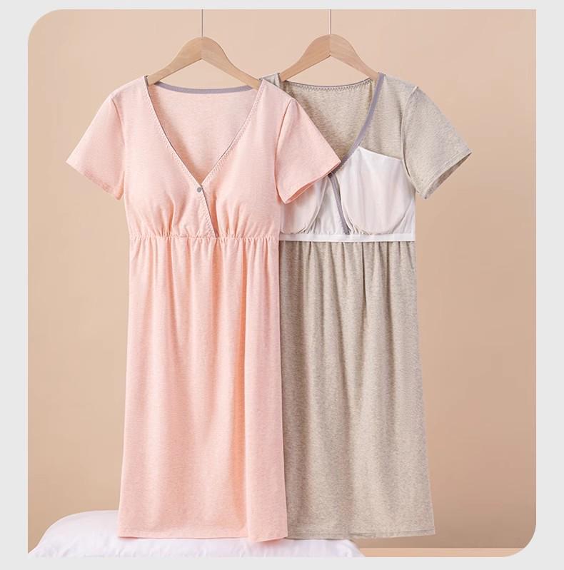 Plus Size Cotton Maternity Nightgown - Thin, Casual, and Nursing-Friendly