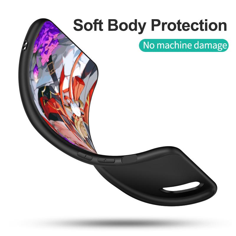 Schwarze TPU-Hülle für Samsung Galaxy A3 A5 A7 2016 2017 2018 Hülle Genshin Impact