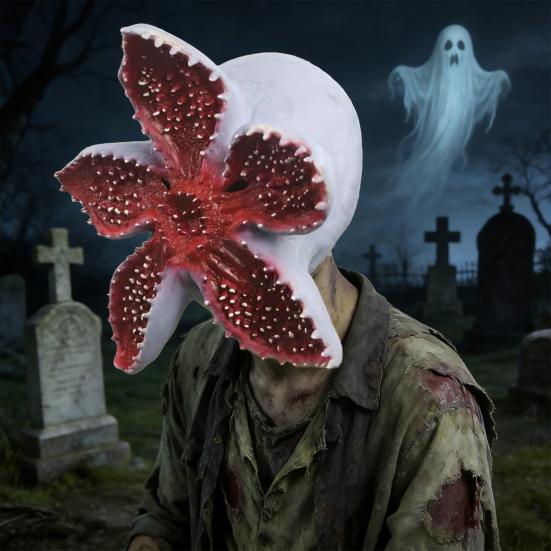 Skrämmande köttätande blomma mask Krypande helmask i latex för Halloween Maskerad Cosplay Fest Kostym