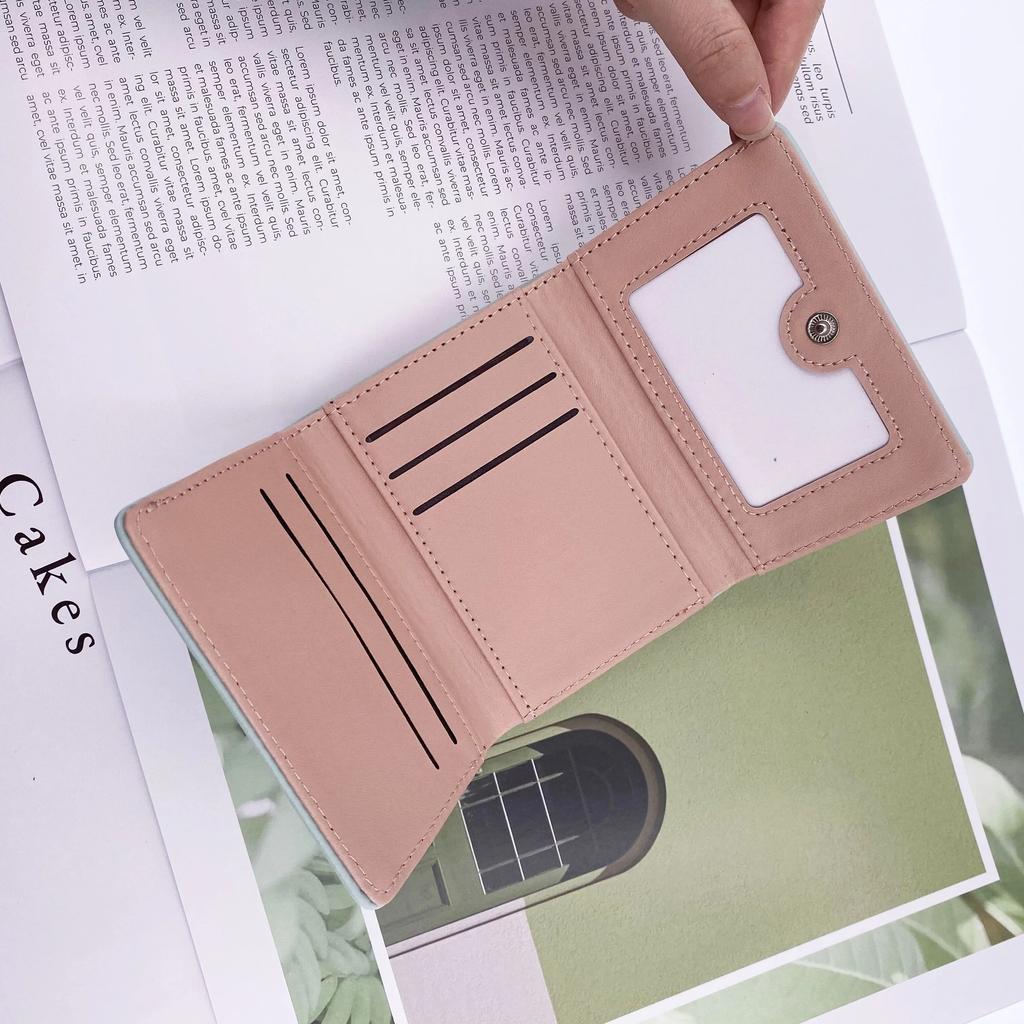 Candy Color Fashion Women Coin Purse Leather Solid Color Vintage Short Wallet Heart Hasp Ladies Girls Card Holder Clutch Bag