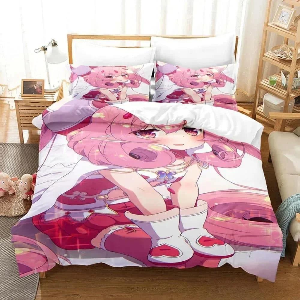 3D Print Anime Pink Girls Neneka Printed Bed Set Duvet Cover Pillowcase Bedding Set Linen Sheet Quilt Cover Full Queen King Size