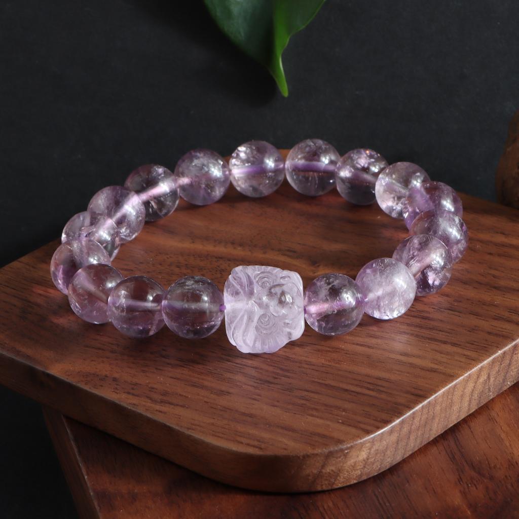 [New Product Optimization] Natural Lavender Amethyst Ice Lavender Light Purple Crystal Single Ring Bracelet Men's