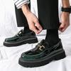 Kalın Tabanlı Günlük Erkek Mokasen Ayakkabı Platform Tarzı Yuvarlak Burun PU Deri Slip-On Ayakkabı Genç Yetişkinler