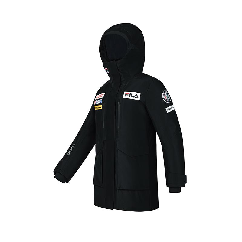 FILA Versatile Mid-Length Hooded Down Jacket Women outerwear Deep-Black A11W446924FBK