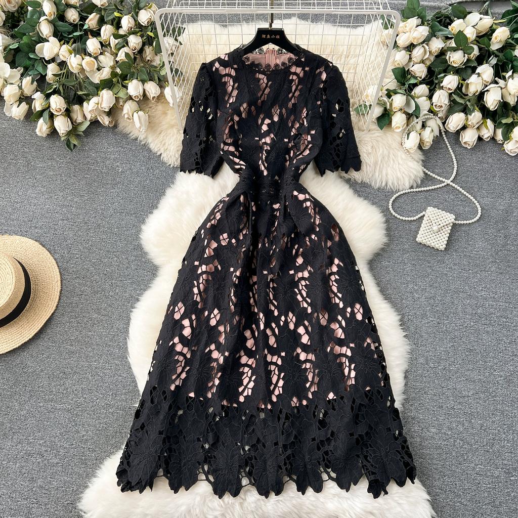 High Quality Summer Women Embroidery Water Soluble Lace Party Dresses