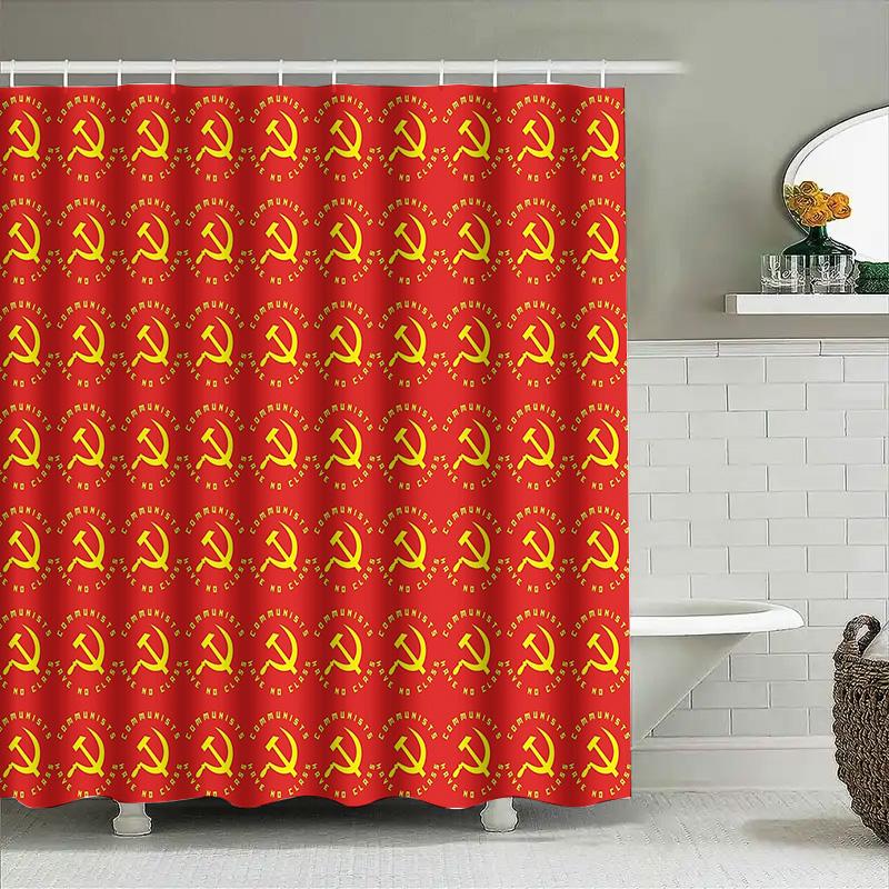 Red Flag Shower Curtain Vintage Soviet Union Communist Symbol Backdrop Decor Artistic Home Textile Modern Bathroom Accessories