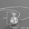 Crown Top Floating Round Cubic Zirconia Full Halo Pendant Korean Style Women Clavicle Necklace