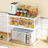 Adjustable Layered Kitchen Countertop Storage Rack Microwave Oven Stand Air Fryer Rice Cooker Coffee Maker Space Saving Organize