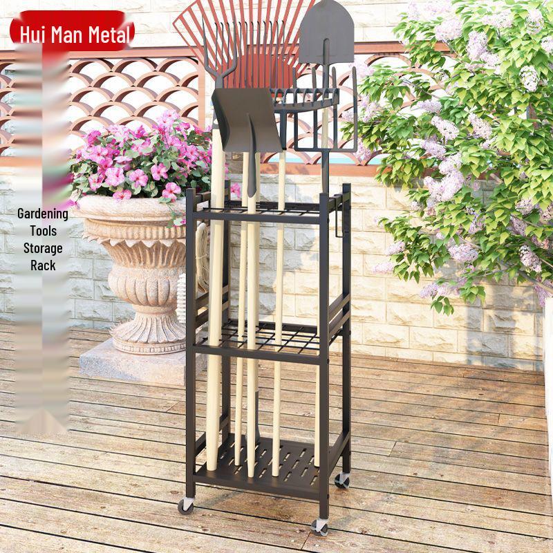 Movable Garden Tool Storage Rack for Household and Agricultural Tools