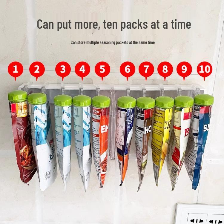 

Настенная полка для специй: Вращающийся органайзер с клипсами для пакетиков со специями