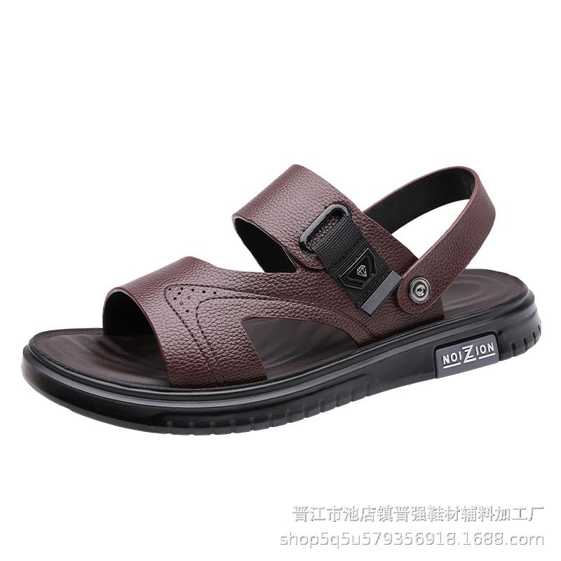 

Высококачественные шлепанцы из коровьей кожи первого слоя, мужской тренд, летние мужские нескользящие, спортивные, износостойкие, с мягкой подошвой, повседневные пляжные сандалии 44 коричневый