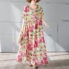 Short Sleeve Plus Size Cotton Vintage Floral New In Dresses for Women Casual Loose Long Summer Dress
