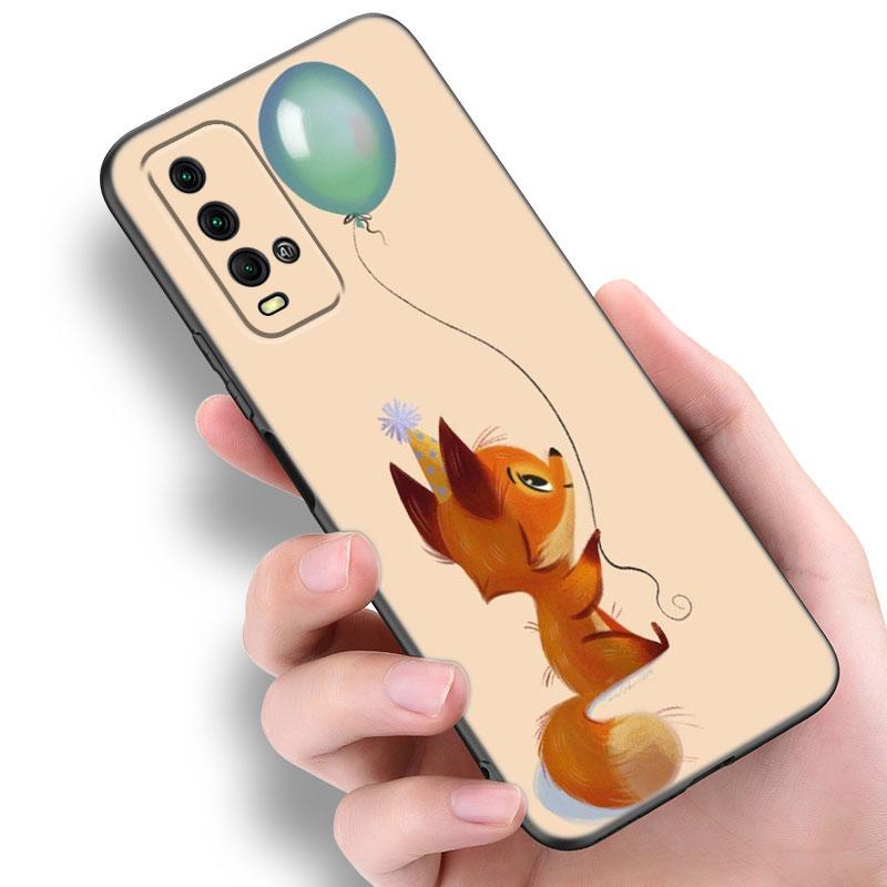 Cute Cartoon Fox Phone Case For Xiaomi Redmi Note 5 6 9T K20 K40 K50 Pro 7A 8A 9A 9C 9i 10A 10C A1 S2 Soft TPU Black Cover