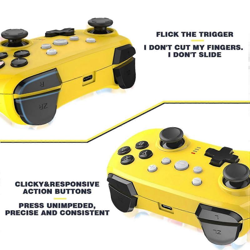 Switch Controller Wireless for Nintendo Switch/Switch Lite, Black Pro Controller with Turbo, Motion, Vibration, and Breathing Light
