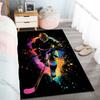 Bunte Illustration eines Hockeyspielers Teppich für Wohnzimmer Schlafzimmer Nachttisch Bodenmatte Garderobe Kinder Spielmatte Teppich