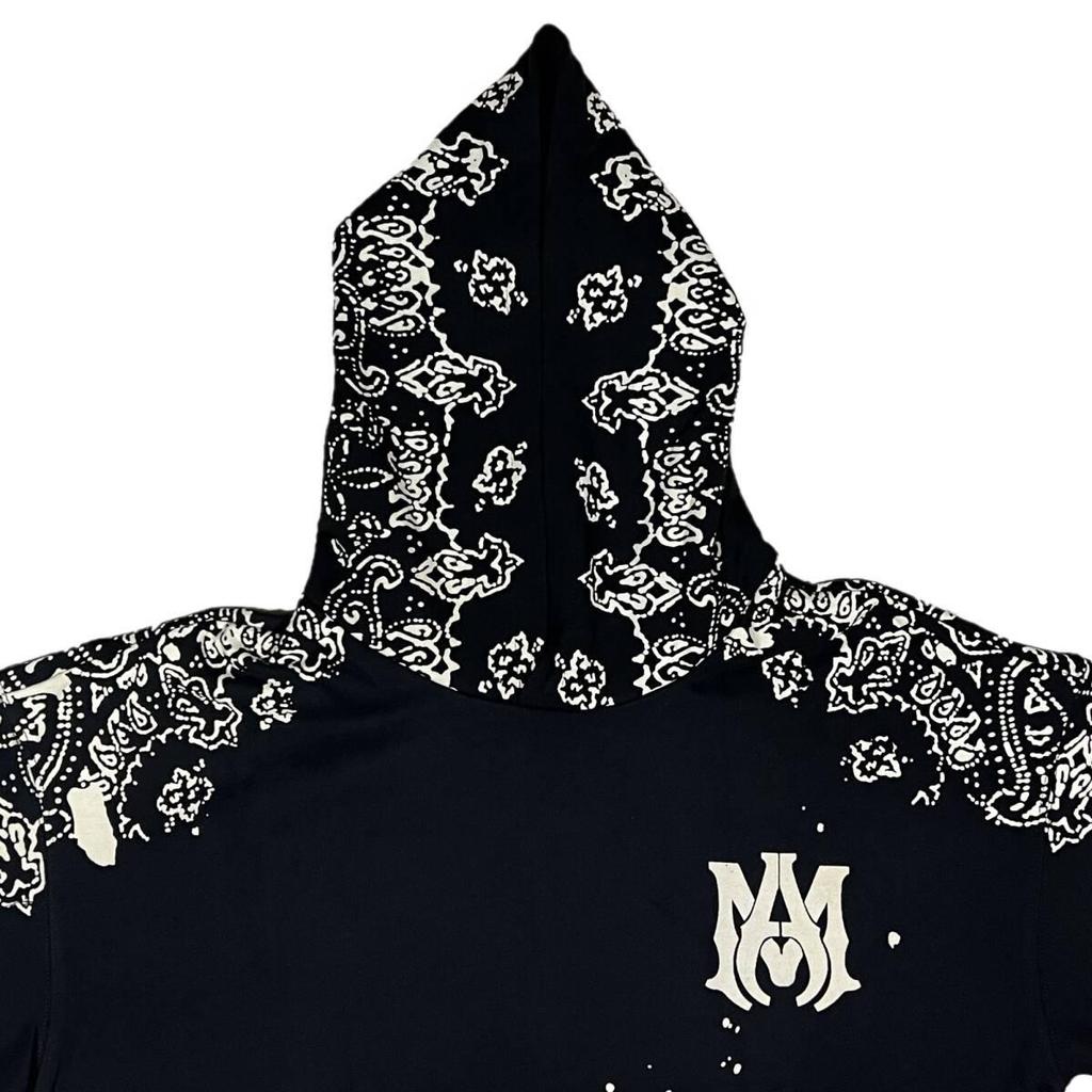 Used [Parallel Import] AMIRI BANDANA BLEACH ALL OVER HOODIE (Black) (M)