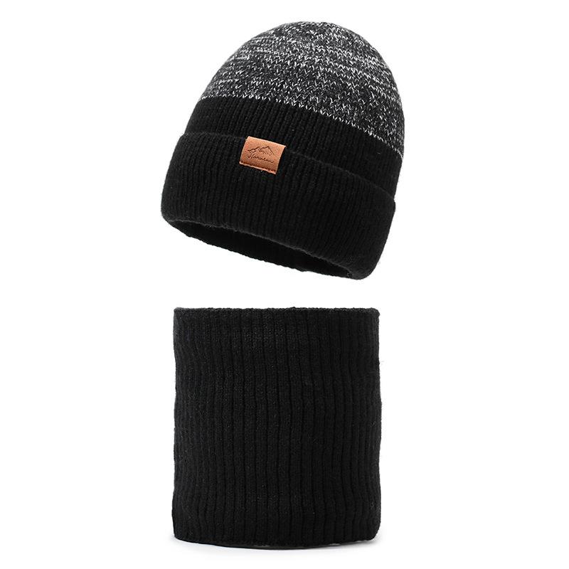 Winter Outdoor Skiing Cold-Proof Hat Scarf Set Velvet Warm Knitted Hat Riding Ear Protection Wool Hat