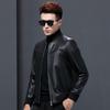 Men's High-End Sheepskin Baseball Collar Leather Jacket