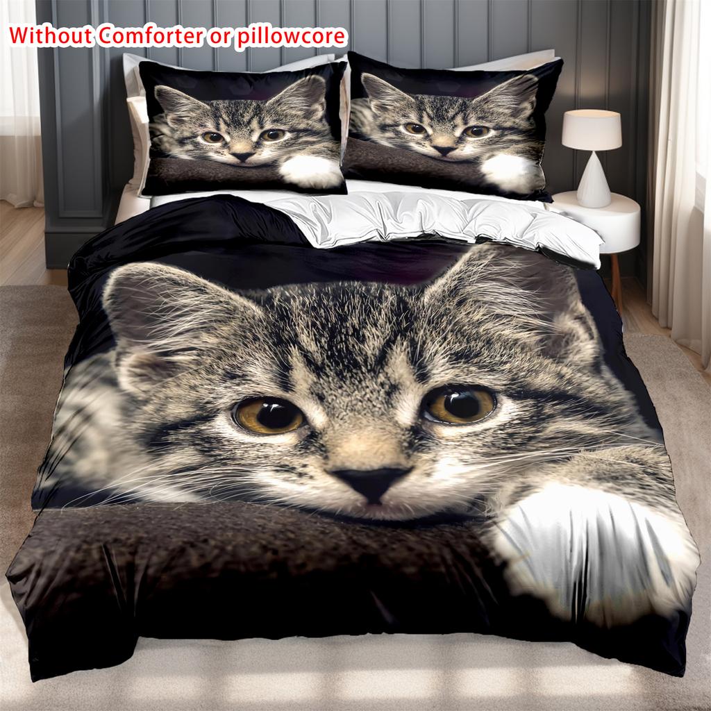 Cute Cat 3d Printed Duvet Cover Pillowcase Soft Bedding Accessories Home Decor Cute Animal Pet Theme For Boys Girls Quilt Covers