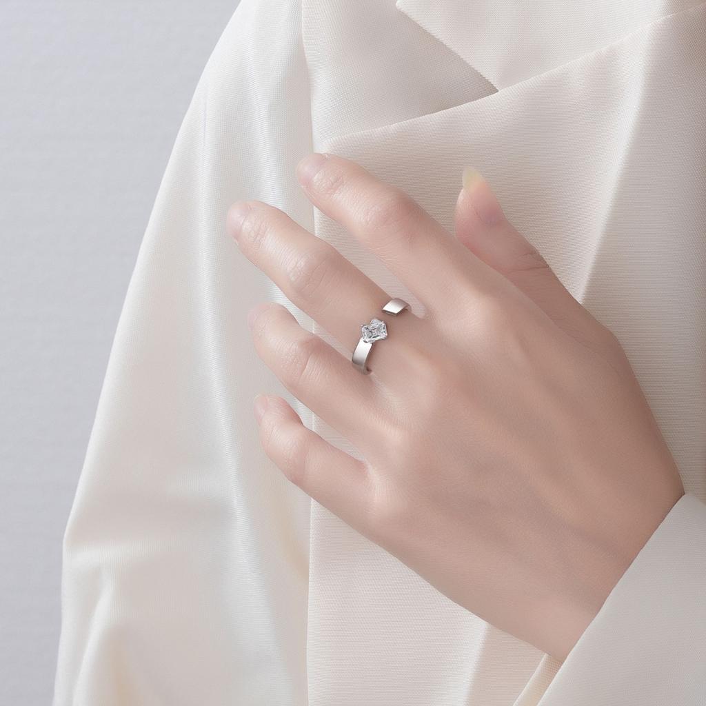925 Sterling Silver Geometric Wide Version Ring Ins Simple Square Ring Ring Niche Exquisite Personalized Sugar Cube Open Ring
