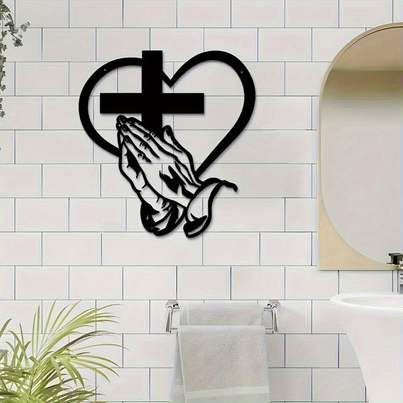 1Pcs Metal Cross Sign Wall Art Decoration, Easter Thanksgiving Wall Hanging for Office Living Room Home Decor