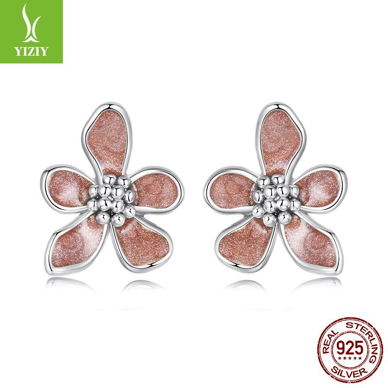 S925 Sterling Silver Autumn Flower Language Stud Earrings Women'S Romantic Autumn Flower Stud Earrings